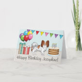 パピロン赤と白ドッグカラフル誕生日 カード (正面)