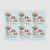 パピロン赤と白ドッグカラフル誕生日 薄葉紙 (正面)