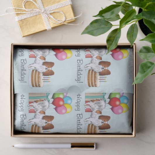 パピロン赤と白ドッグカラフル誕生日 薄葉紙 (ギフト)