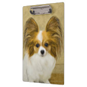 パピロン(ハウンドトリ)絵画ズ – オリジナルドッグアート クリップボード (左)