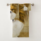 パピロン(ハウンドトリ)絵画ズ – オリジナルドッグアート バスタオルセット (インサイチュ)