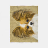 パピロン（ハウンドトリ）絵画ズ – オリジナルドッグアート フリースブランケット (正面)