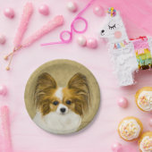 パピロン（ハウンドトリ）絵画ズ – オリジナルドッグアート ペーパープレート (パーティー)