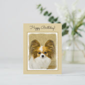 パピロン（ハウンドトリ）絵画ズ – オリジナルドッグアート ポストカード (スタンド正面)