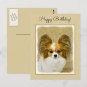 パピロン（ハウンドトリ）絵画ズ – オリジナルドッグアート ポストカード (正面/裏面)