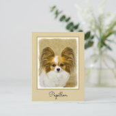 パピロン（ハウンドトリ）絵画ズ – オリジナルドッグアート ポストカード (スタンド正面)