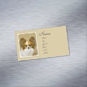 パピロン(ハウンドトリ)絵画ズ – オリジナルドッグアート マグネット名刺 (インサイチュ)