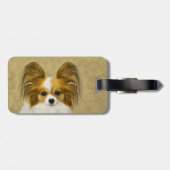 パピロン(ハウンドトリ)絵画ズ – オリジナルドッグアート ラゲッジタグ (裏面横)