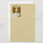 パピロン（ハウンドトリ）絵画ズ – オリジナルドッグアート 便箋 (正面/裏面)