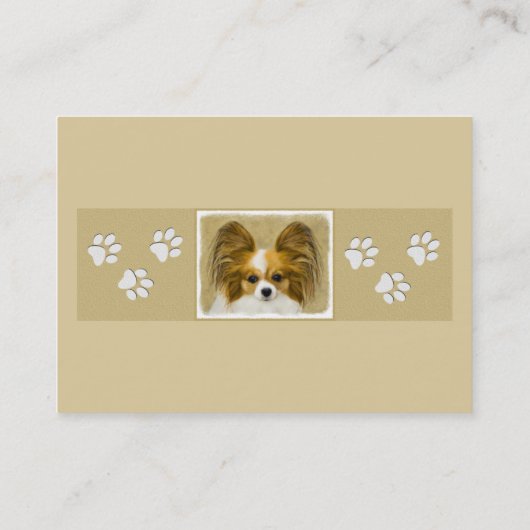 パピロン(ハウンドトリ)絵画ズ – オリジナルドッグアート 名刺 (裏面)