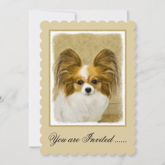 パピロン(ハウンドトリ)絵画ズ – オリジナルドッグアート 招待状 (正面)