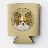 パピロン(ハウンドトリ)絵画ズ – オリジナルドッグアート 缶クーラー (正面)