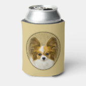 パピロン(ハウンドトリ)絵画ズ – オリジナルドッグアート 缶クーラー (缶裏面)