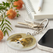 パピロン(ハウンド·ト絵画リ)ズ-オリジナル·ドッグ·アート キーホルダー (正面右)