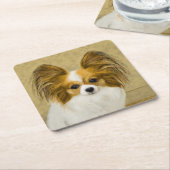 パピロン(ハウンド·ト絵画リ)ズ-オリジナル·ドッグ·アート スクエアペーパーコースター (アングル)