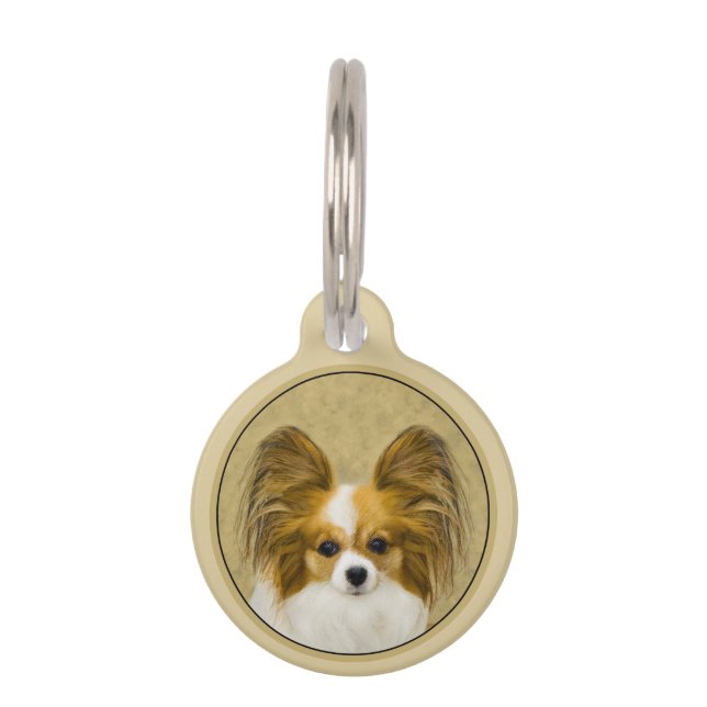 パピロン(ハウンド·ト絵画リ)ズ-オリジナル·ドッグ·アート ペット　ネームタグ (正面)