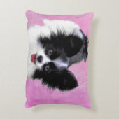 パピロン(白と黒)絵画の – Dog Art アクセントクッション (裏面(縦))