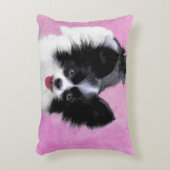 パピロン(白と黒)絵画の – Dog Art アクセントクッション (正面(垂直))