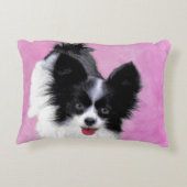 パピロン(白と黒)絵画の – Dog Art アクセントクッション (裏面)