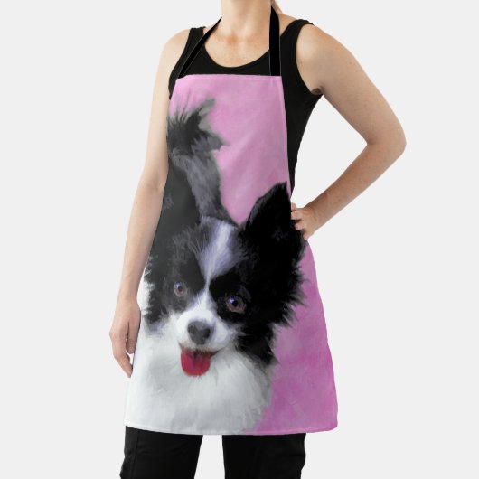 パピロン(白と黒)絵画の – Dog Art エプロン (インサイチュ)