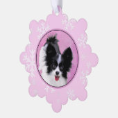 パピロン(白と黒)絵画の – Dog Art オーナメントカード (左)