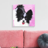 パピロン(白と黒)絵画の – Dog Art キャンバスプリント (インサイチュ (リビング))