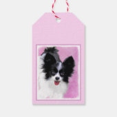 パピロン(白と黒)絵画の – Dog Art ギフトタグ (裏面)