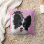 パピロン（白と黒）絵画の – Dog Art クッション (ブランケット)