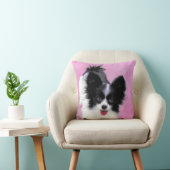 パピロン（白と黒）絵画の – Dog Art クッション (椅子)