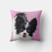 パピロン（白と黒）絵画の – Dog Art クッション (裏面)