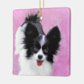 パピロン(白と黒)絵画の – Dog Art セラミックオーナメント (左)