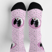 パピロン（白と黒）絵画の – Dog Art ソックス (上部)