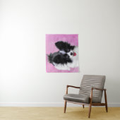 パピロン（白と黒）絵画の – Dog Art タペストリー (インサイチュ)