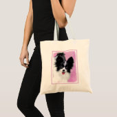 パピロン(白と黒)絵画の – Dog Art トートバッグ (正面(商品))