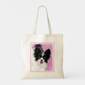 パピロン(白と黒)絵画の – Dog Art トートバッグ (裏面)