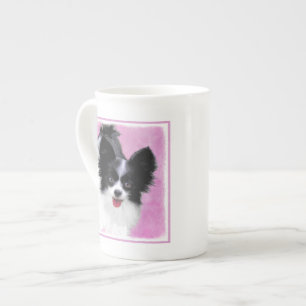 パピロン(白と黒)絵画の – Dog Art ボーンチャイナマグカップ