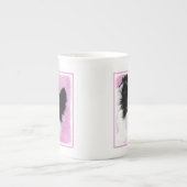 パピロン（白と黒）絵画の – Dog Art ボーンチャイナマグカップ (正面)