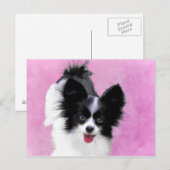 パピロン(白と黒)絵画の – Dog Art ポストカード (正面/裏面)