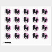 パピロン(白と黒)絵画の – Dog Art ラウンドシール (シート)