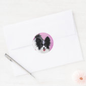 パピロン(白と黒)絵画の – Dog Art ラウンドシール (封筒)