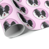 パピロン（白と黒）絵画の – Dog Art ラッピングペーパー (ロールコーナー)