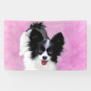 パピロン(白と黒)絵画の – Dog Art 横断幕