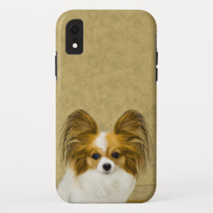 パピロン(白と黒)絵画の – Dog Art Case iPhone XRケース