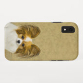 パピロン(白と黒)絵画の – Dog Art Case Case-Mate iPhoneケース (裏面(横))