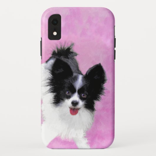 パピロン（白と黒）絵画の – Dog Art Case-Mate iPhoneケース (裏面)