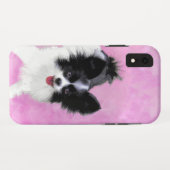 パピロン（白と黒）絵画の – Dog Art Case-Mate iPhoneケース (裏面(横))