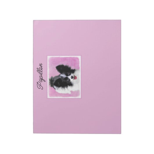 パピロン(白と黒)絵画の – Dog Art Note ノートパッド (回転)