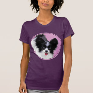 パピロン(白と黒)絵画の – Dog Art Tシャツ