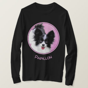 パピロン(白と黒)絵画の – Dog Art Tシャツ