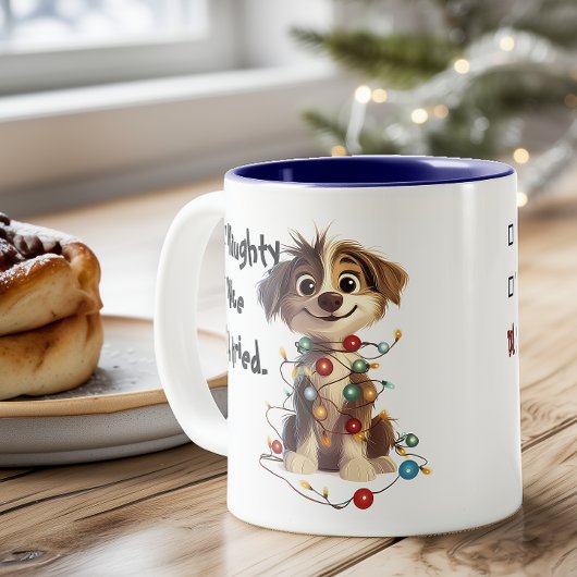 パピーいけなサンタのチェックリスト青 ツートーンマグカップ